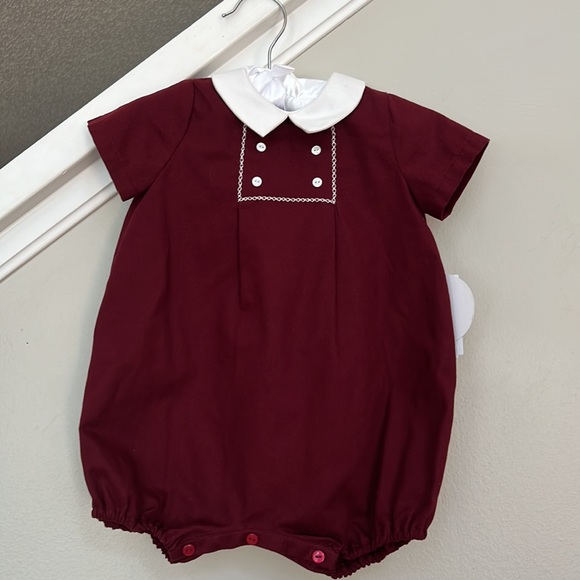 Edgehill Collection Baby Boys 3-9 Months Peter Pan Collar Short Sleeve Bubble. - Picture 4 of 9